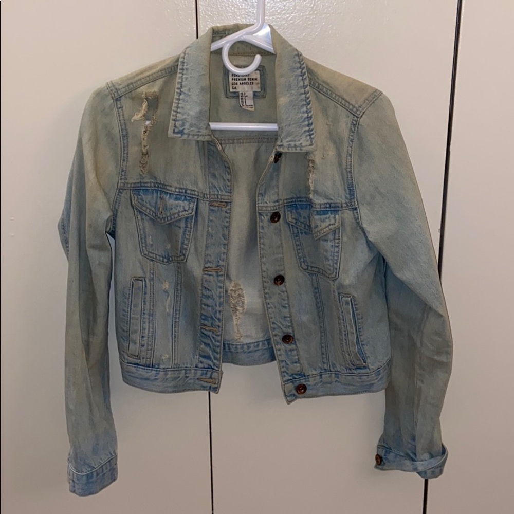 Distressed jean jacket